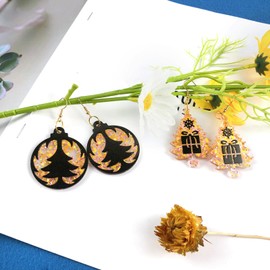 NUEAYMS 9Pcs Christmas Tree Earrings Mold Crystal Earring Resin Molds DIY Decorative Epoxy Pendants Silicone Jewelry Molds