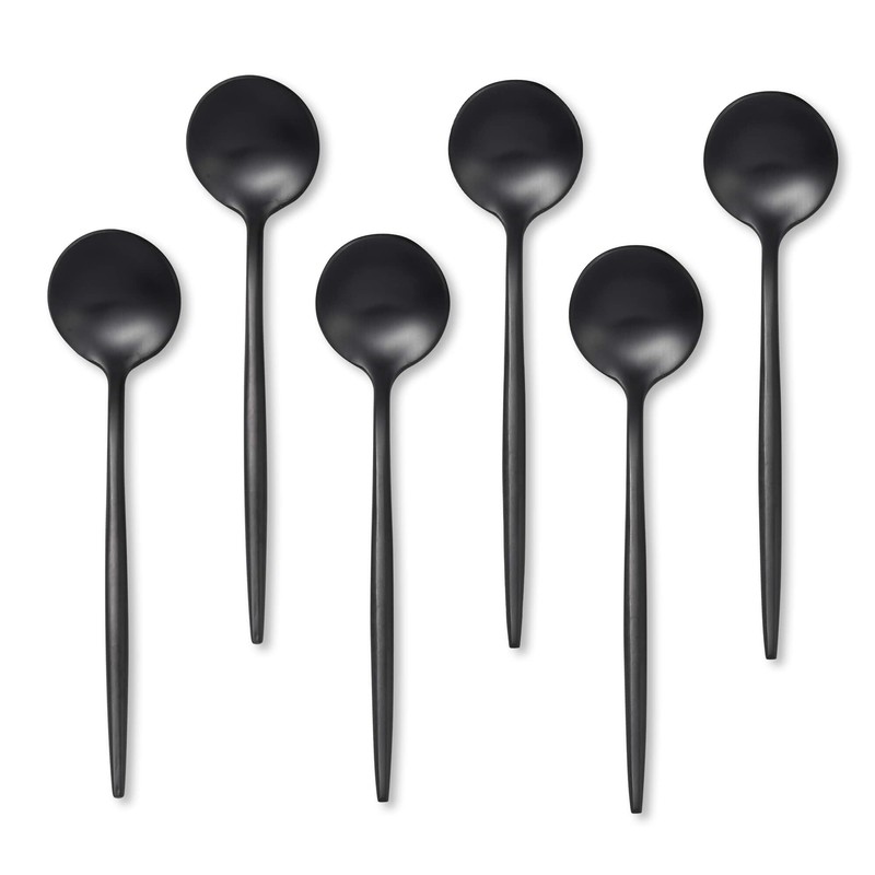 Black Coffee Spoons Set,Stainless Steel Teaspoons of 6,Espresso Spoons 5.11