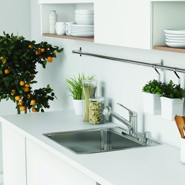 Kindred Creemore 25-in LR x 22-in FB x 7-in DP Drop In Single Bowl 4-Hole Stainless Steel Kitchen Sink, CSLA2522-7-4N