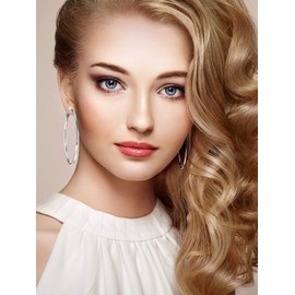 6 Pairs Clip on Hoop Earrings Non Piercing Earrings Set for Women and Girls, 6 Sizes (Silver)