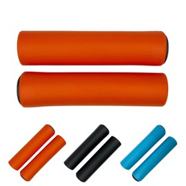 Andinus Silikon-Schaumstoffgriffe für MTB, Mountainbike, BMX, weich, leicht und ohne Klemme, ergonomischer Griff und Stoßdämpfung, erhältlich in Orange, Blau und Schwarz (Orange)
