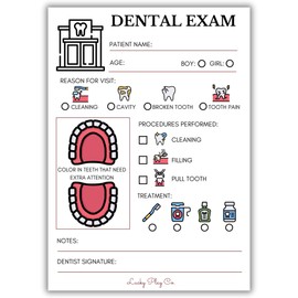 Lucky Play Co. Pet Daycare Pretend Play Playtime Notepad for Kids – Imaginative Dentist Dental Teeth Doctor Role Play – 5”x7” Activity Pad – 25 Tear-Off Pages – Made in USA