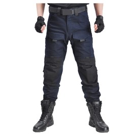 HAN·WILD Men's Combat Pants Tactical Military Pant with Knee Pads Airsoft Hiking Trousers Blue