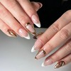 MERVF Almond Press on Nails Medium Fake Nails White French