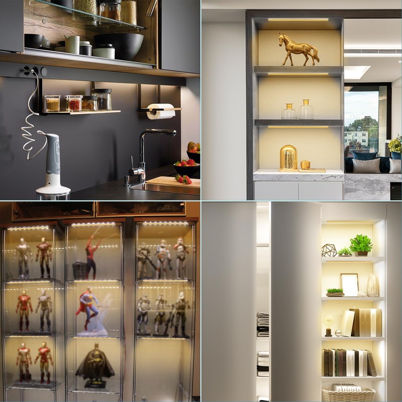 JUSJUBR 4PCS x 12inch Sector Display Cabinet Lights, Dimmable LED