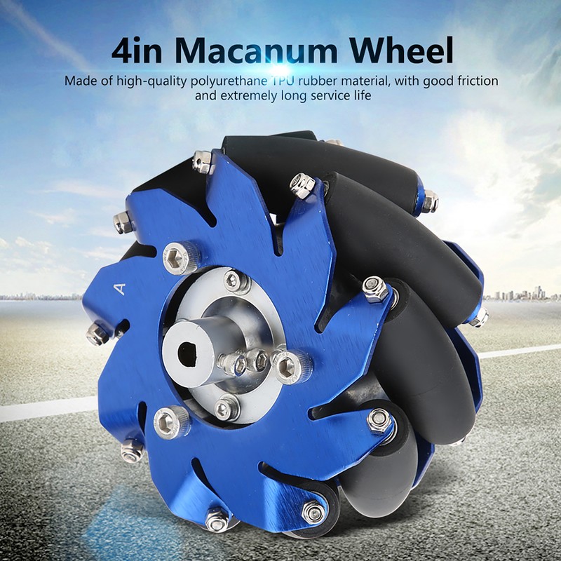 4in Mecanum Wheel Right Aluminum with TPU Rubber Rollers Industrial