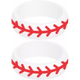 SayitBands Two (2) BASEBALL THREAD Silicone Rings Active Wedding Band Replacement Pick Size - 11