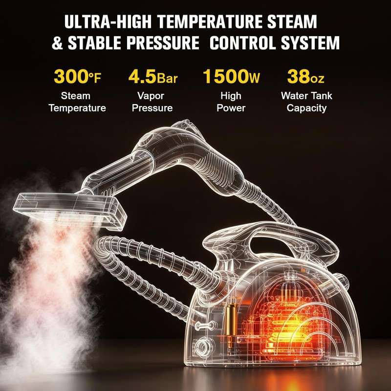 Multi-Purpose Steam Cleaner, 4.5Bar 300°F Steamer for Tile & Grout