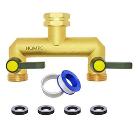 HQMPC 2 Way Hose Splitter Heavy Duty Water Splitter Outdoor 2 Way Strong HEX Nut Connect 3/4" GHT