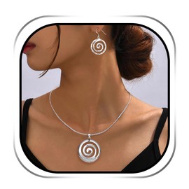 3 Circles Silver Hoop Earrings for Women, 925 Plated Silver Earrings and Necklace Set Hypoallergenic Small Hoop Earrings Set