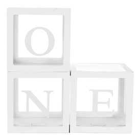 HPLYEL HPLYEL One Boxes for 1st Birthday, 3PCS Balloon Boxes Decorations for Baby Shower Birthday Decoration with ONE Letters for Boys and Girls 1 Year Old Birthday Party Backdrop Photoshoot Props (White)