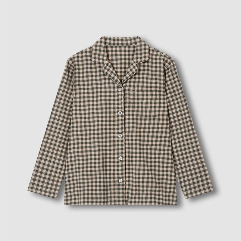 JAJU [JAJU/자주] 여 플란넬 파자마 세트_다크 그린 [JAJU] Women's Flannel