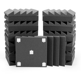 ROVSON Acoustic Foam Acoustic Panels Pack of 24 with Stickers, 30 x 30 x 5 cm, Sound Insulation Wall Sound Absorber Acoustic Foam Mats for Recording Studio, Podcasts, Youtube Room, Anthracite