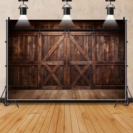 Leowefowa 10x8ft Vintage Barn Door Backdrop Western Wooden Rustic Farm Barnyard Door Background for Photography Baby Shower Wedding Birthday Party Decor Banner Kid Adult Portrait Photo Studio Props
