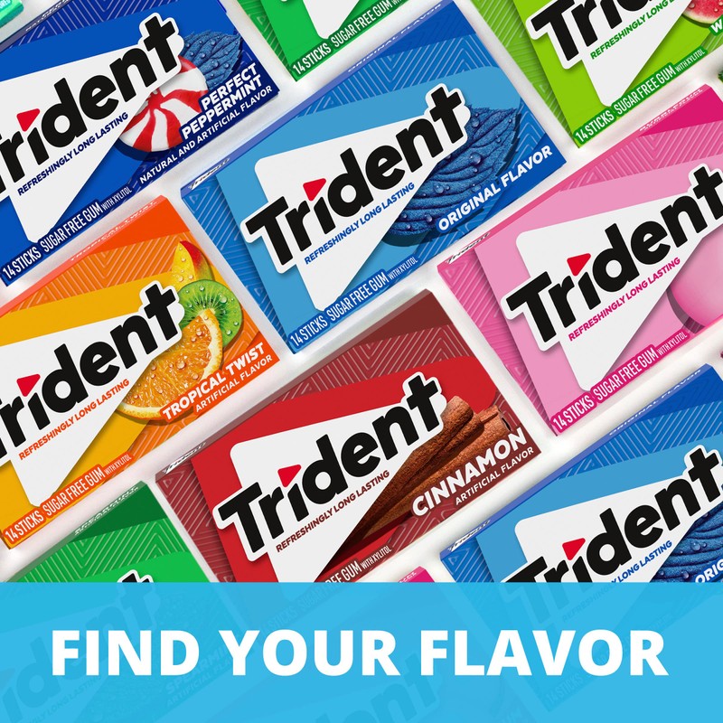 Trident Original Flavor Sugar-Free Chewing Gum, 12 Packs of 14