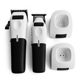 TPOB Play Barber Hair Clippers for Men 7500 RPM with Rubber Green/Black/Pink Grips (White Set)