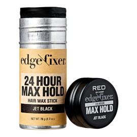 Red by Kiss Hair Wax Stick 24HR Max Hold Edge Fixer Edge Control Pomade Non-Sticky, Non-Oily Flake Free Hair Styling Wax 2.7 oz. (Jet Black)