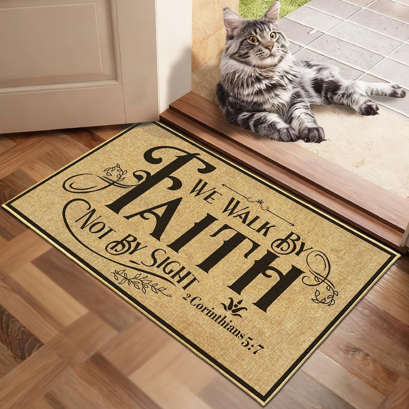 Christian Door Mat Welcome Rugs for Front Indoor Outdoor Entrance