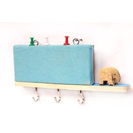 IVEI Key Holder with Mini Bulletin Board - Stylish Wooden Key Holder with Pin Up Board/Bulletin Board for Wall/Home/Office Decoration with Handmade Elephant - Blue