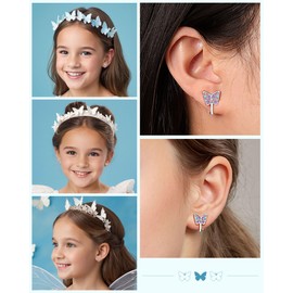 D Dongjiangjin Gift Clip on Earrings for Girls Kids Jewelry Hypoallergenic Cute Butterfly Birthday Granddaughter Gifts for 5 10 9 6 7 8 Year Old