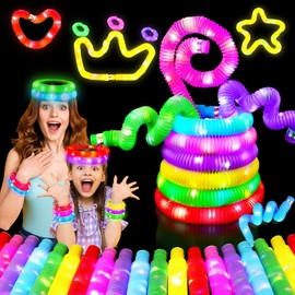 24 Pcs Large Glow Sticks for Kids,Light Up Party Favors Pop Toys,Glow In The Dark Bulk Classroom Supplies,Led Necklace Bracelet Goodie Bag Stuffers Neon Decor for Birthday Camping Dance 4th of July