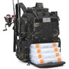 BISKLNDN Tactical Fishing Tackle Backpack with 4 Tackle Boxes, Rod