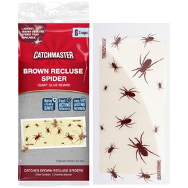 Catchmaster Brown Recluse Spider Giant Glue Boards 6Pk, Adhesive Bug Catcher, Insect, Scorpion, Cricket, Cockroach, & Spider Killer for Home, Bulk Glue Boards for House & Garage, Pet Safe Pest Control