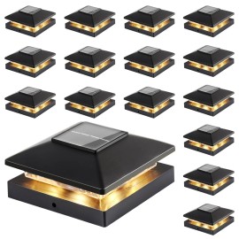 Jofios Solar Post Cap Lights Outdoor 16pack Black Waterproof Solar Powered Deck Fenc.