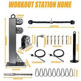 Fitness Wall Mount Pulley System, Wall Pulley for Fitness, Weight Cable Pulley System for Gym, Lat Pull Down and Low Row Cable Machine, Cable Station Equipment
