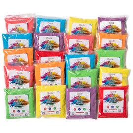 Kulture Khazana All Natural, Washable, Biodegradable, Holi Non-Toxic Color Powder 100gm Pack of 20, Perfect for Color Play
