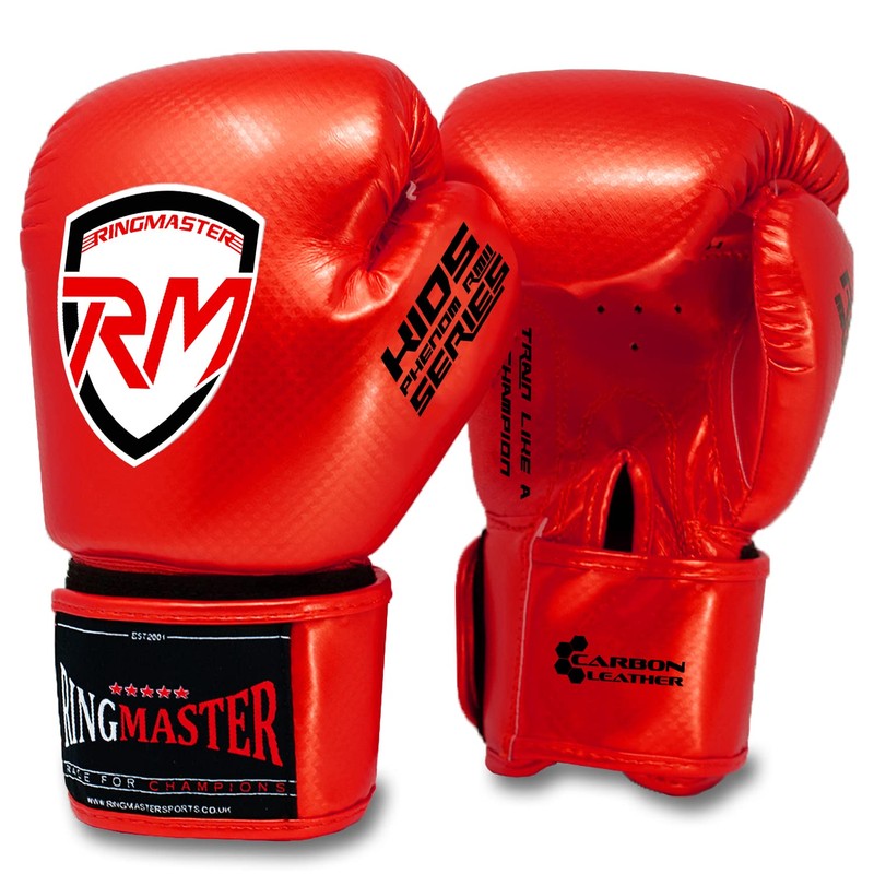 RingMaster Sports Kids Boxing Gloves Carbon Leather Training Sparring Punch