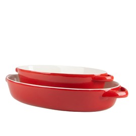 10 Strawberry Street Sienna Oval 13" and 10.5" Bakeware Set, Red