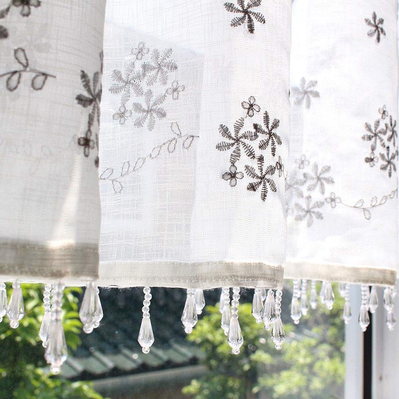 sunny day fabric Cafe Curtain Silver Approximately 49.2 x 25.6