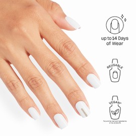 OPI On Point Hawt Date Lined Up | Short Round White with Silver Shimmer Nail Art Press On Nails | 24 Count with Glue | Long Lasting, Reusable, Non-damaging | Fall 2025 Shades