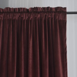 Roslynwood Ruby Wine Velvet Curtains 96 inch for Living Room - Blackout Thermal Insulated Curtains Heat & Chill Insulated Energy Efficient Panels for French Door, 52 x 96 inches, 2 Panels