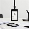 SINJEUN 50 Pack Sliding ID Badge Holder, Black Badge Holders