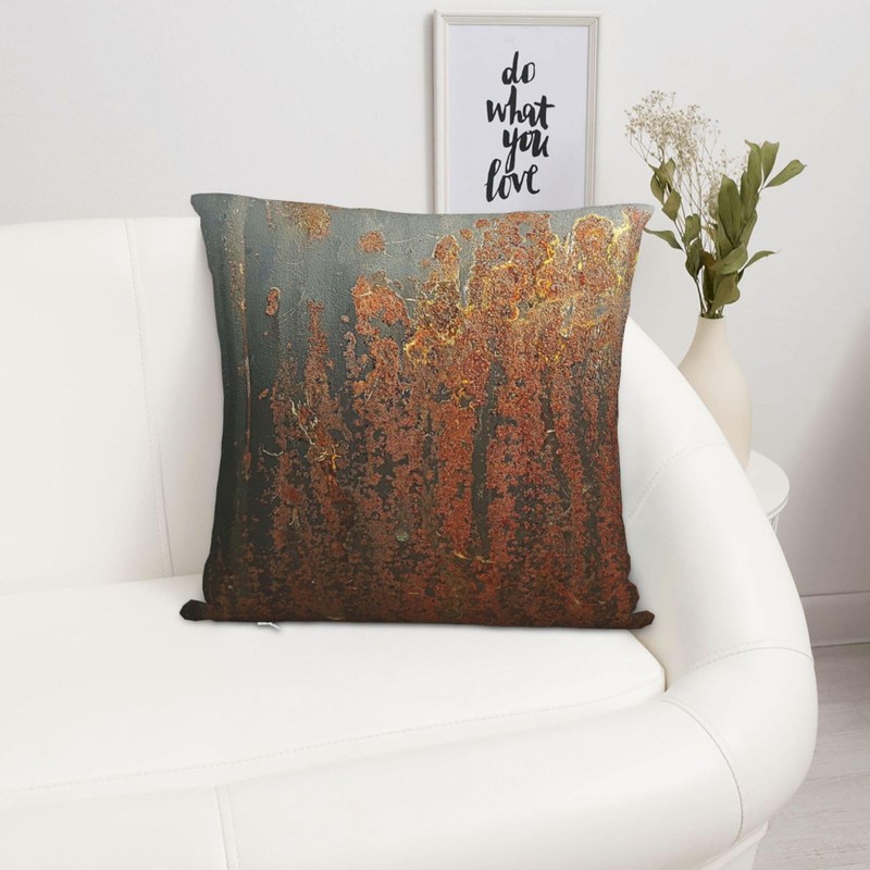 Dark Grey Rust Throw Pillow Covers 18"X18" Cozy Velvet Square
