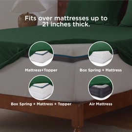 Bedsure Deep Pocket Queen Sheets Set - Fits Mattresses Up to 21 Inches Thick - 4 Piece GentleSoft Bed Sheets, Moisture Wicking, Soft & Cooling Bedsheet & Pillowcases, Easy & Secure Fit, Emerald Green