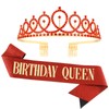 CAVETEE Rhinestone Tiara Set - Birthday Sash & Crown for