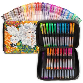 Colorya Gel Pen Set - 36 Metallic & Glitter Gel Pens with Carry Bag - Perfect for Adult Colouring Books, Mandala Colouring, Bullet Journals, Drawing, Photo Albums, Crafts, Doodling