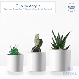 Royal Imports Flower Acrylic Vases Cylinders - Decorative Centerpiece Display for Home or Wedding - Non Breakable Plastic, 5" - White