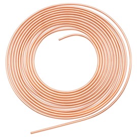 Ollanoos Car Copper Brake Pipe Length 25 Foot, 1/4" Brake Pipe Copper Coated Steel Tubing, Replace for Hydraulic Braking Systems Fuel Systems and Transmission Systems