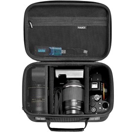 RAIACE Hard Case Compatible with Sony Alpha 7 II III IV/7R V Camera, for Nikon, for Canon, for Pentax and More.With Mesh Pocket for Lens, Charger, Cables and Accessories. - Black