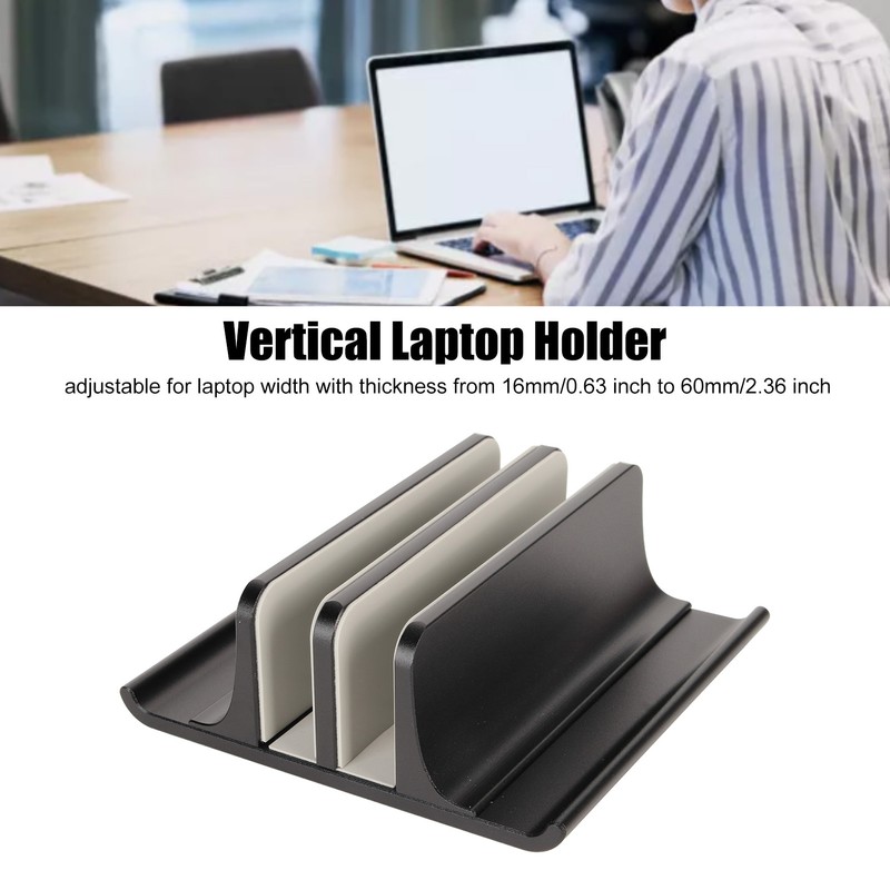 Vertical Laptop Stand 2 Slots Anodized Aluminium Alloy Adjustable Space