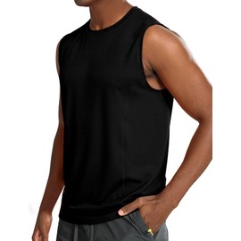 Sleeveless Workout Shirts for Men Dry Fit(Black,XX-Large)