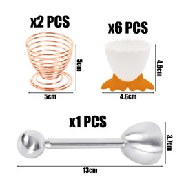 DHSBGWSX 6 Egg Cups, 2 Egg Trays, 1 Egg Opener, Kids Cartoon Plastic Egg Cups, Stainless Steel Egg Trays, Egg Cup Sets, Novelty Egg Cups