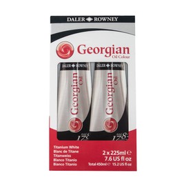 Daler-Rowney Georgian Oil Paint Titanium White Twin Pack 225ml Tube - Art Paints for Canvas Paper and More - Oil Painting Supplies for Artists and Students - Artist Oil Paint