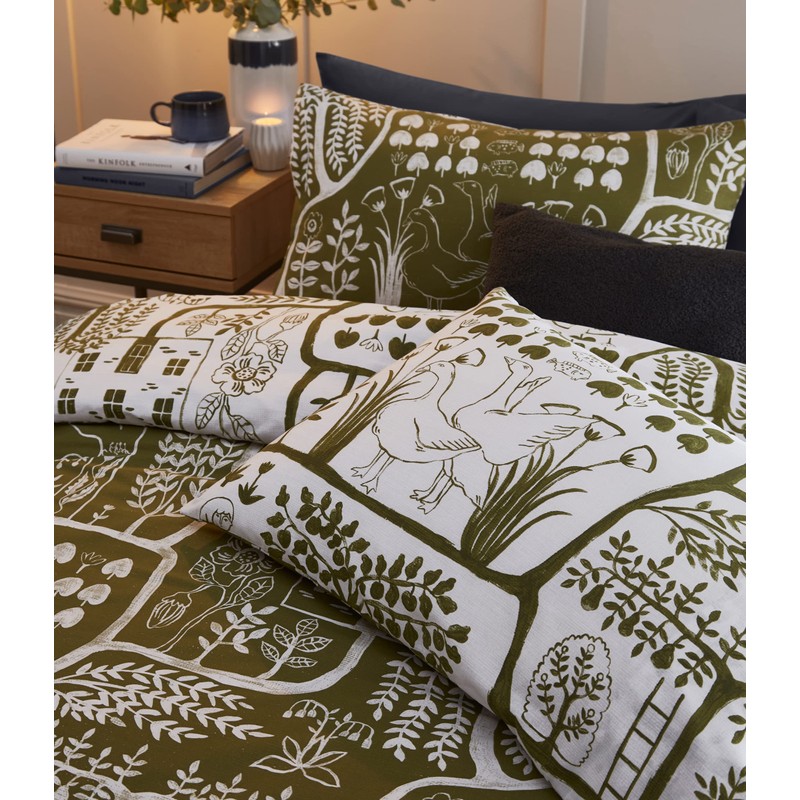 furn. Frida Duvet Cover Set - Single - Moss
