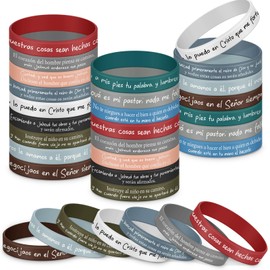 Ecation Bible Verses Bracelets Bulk Scripture Silicone Wristbands Inspirational Motivational Quote Rubber Wristbands Christian Bracelets for Easter Carnival Party Favors(Multiple Color,24 Pcs)