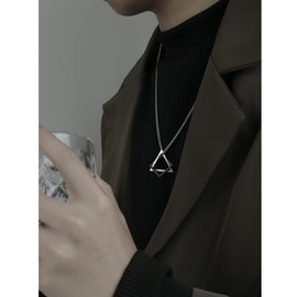 Komorebi Pierce, Men's Necklace, Popular Accessory, Stainless Steel Pendant, Silver Chain, Hypoallergenic, Birthday Gift, For Men, Stainless Steel